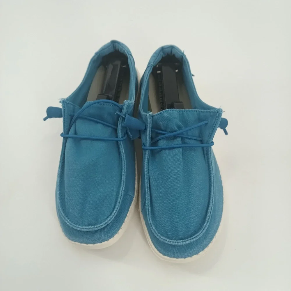Hey Dude Wendy Azure Caribbean Blue Canvas Slip On Loafers Shoes Womens‎ Size 7